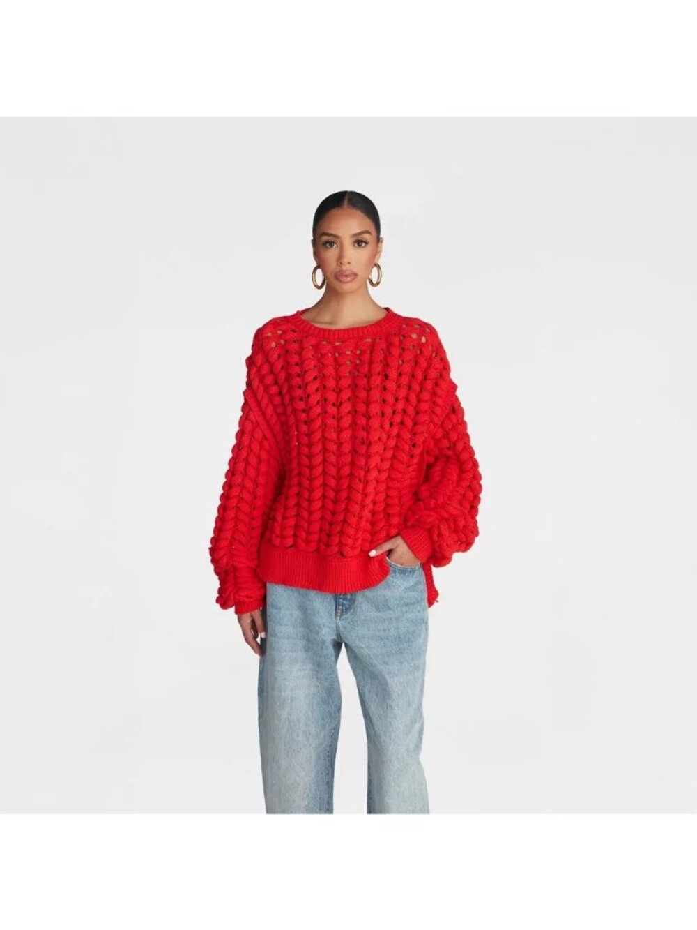 KBB by Kahlana The Chunky Knit Sweater Red Color Heavy Sweater -- Size Medium